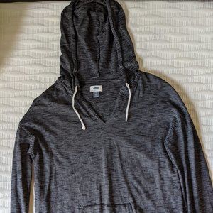 Black & White Striped Hooded Shirt